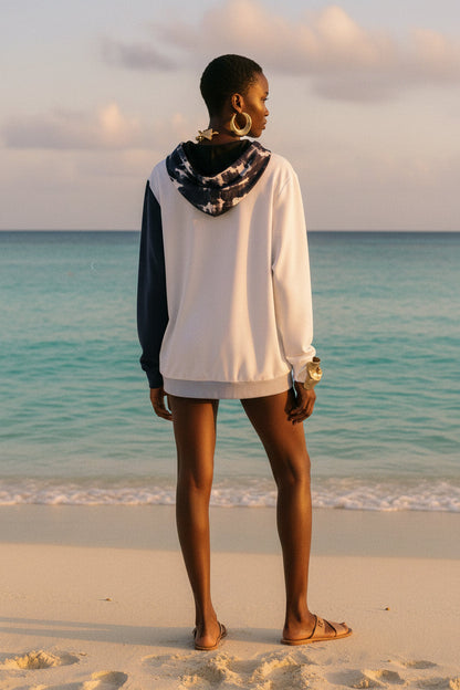 Shibori Hood Unisex Cotton Zip Hoodie