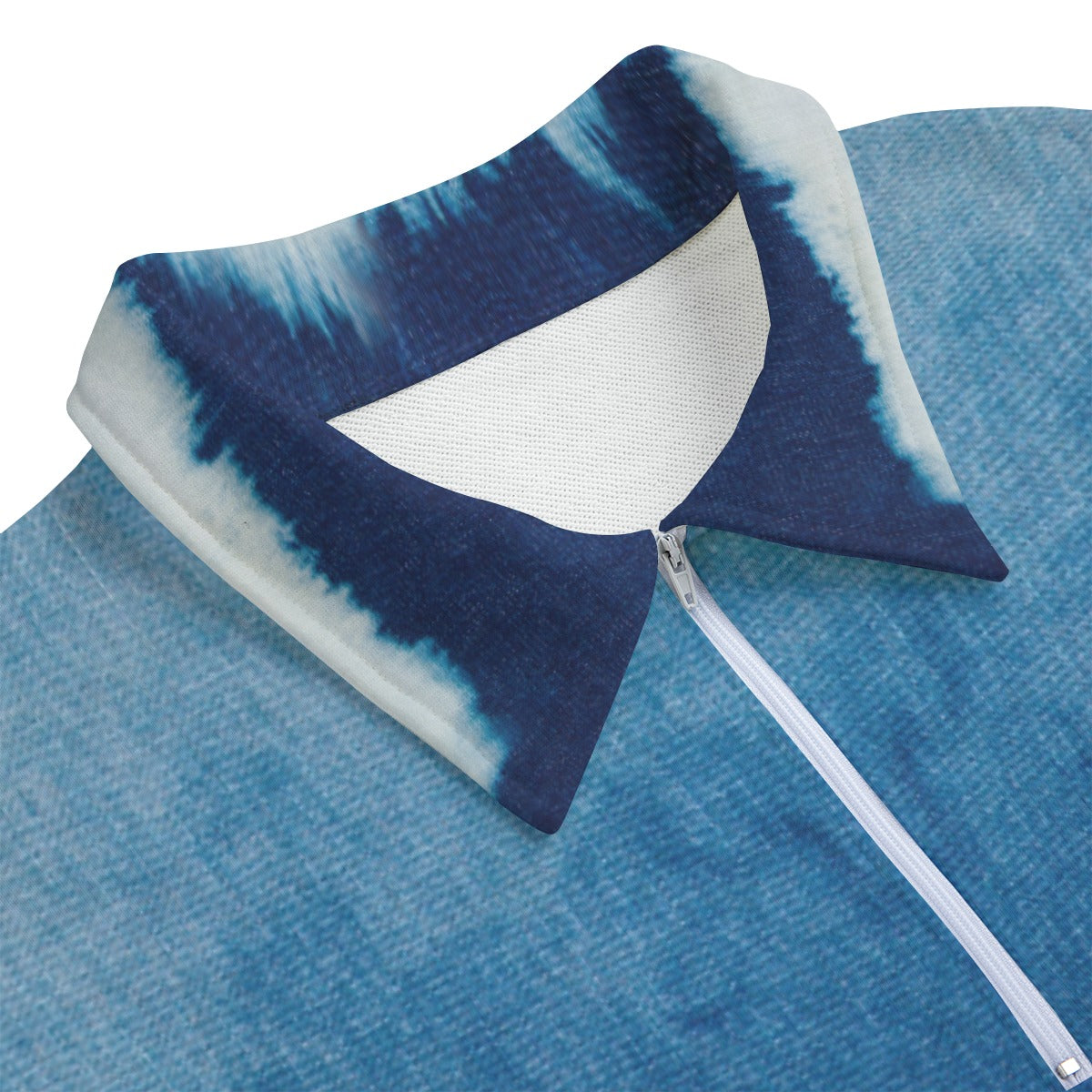 Dip Denim Print Zip Collar Sweatshirt