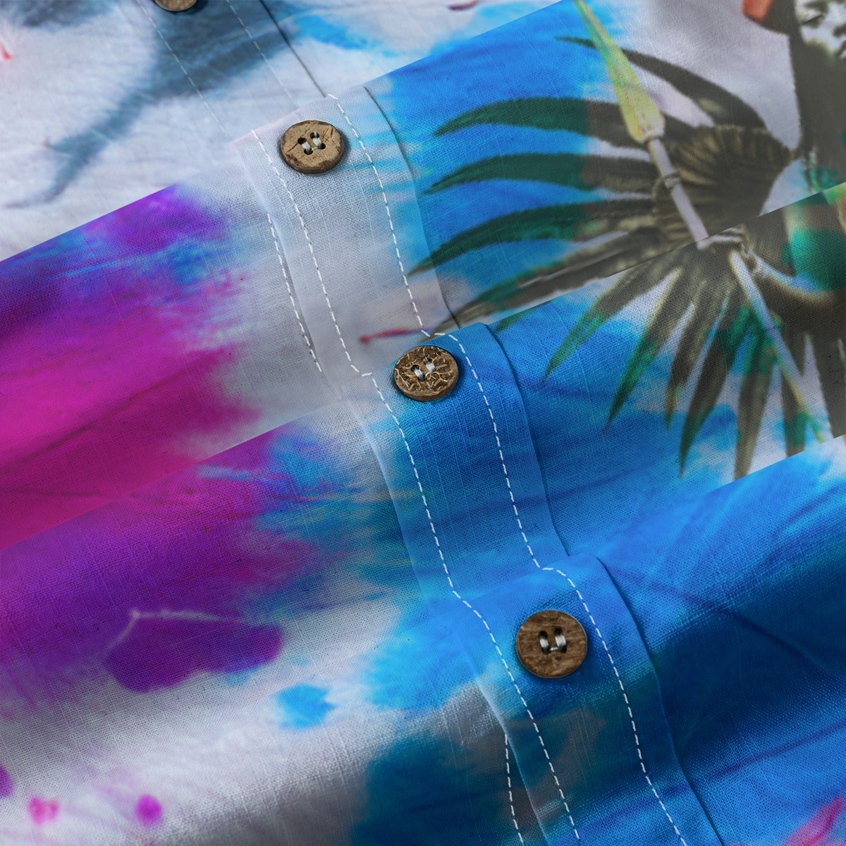 Amaru Khan Tye-Dye Men's Cotton Long Sleeve Collar Shirt