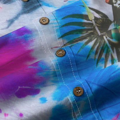 Amaru Khan Tye-Dye Men's Cotton Long Sleeve Collar Shirt