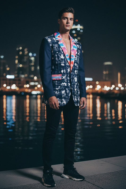 Shibori Jet Men's Cotton Blazer