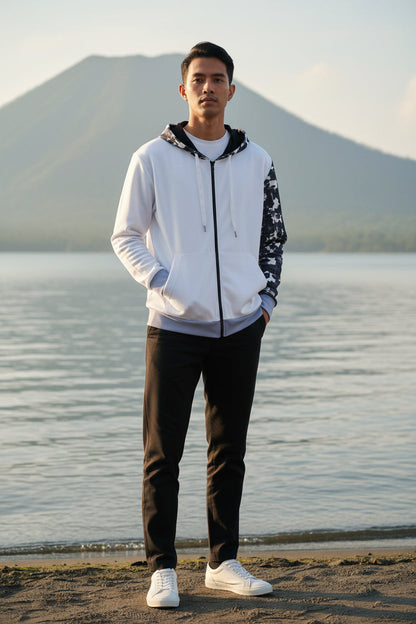 Shibori Ramen Arm Unisex Cotton Zip Hoodie