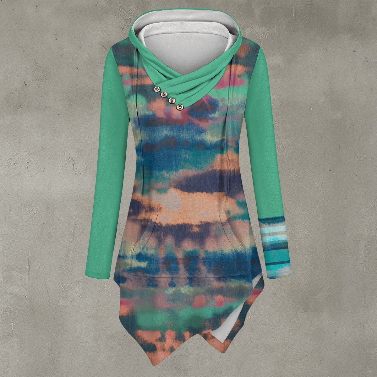 Taos Color Wash Women's Asymmetric Hem Hoodie