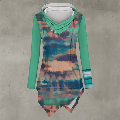 Taos Color Wash Women's Asymmetric Hem Hoodie