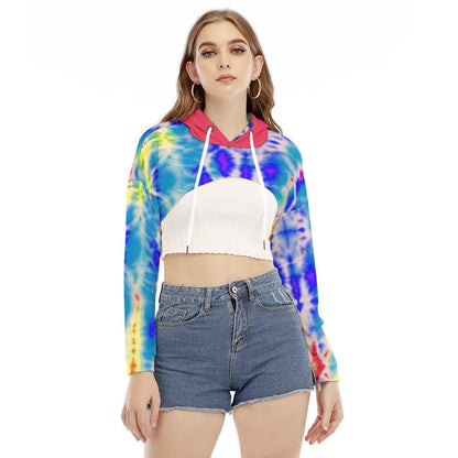 Color Burst Tye Dye Women's Smock Short Hoodie