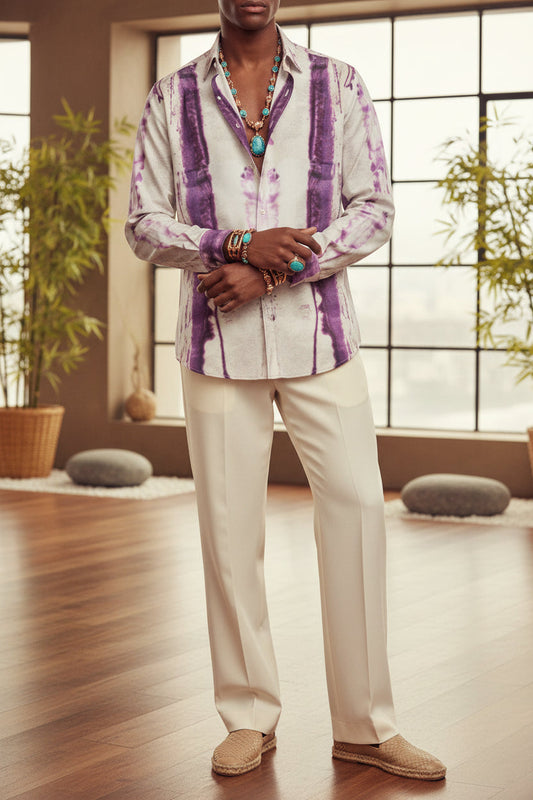 Texas Tea Purp Syrup Men's Long Sleeve Cotton poplin Button Up