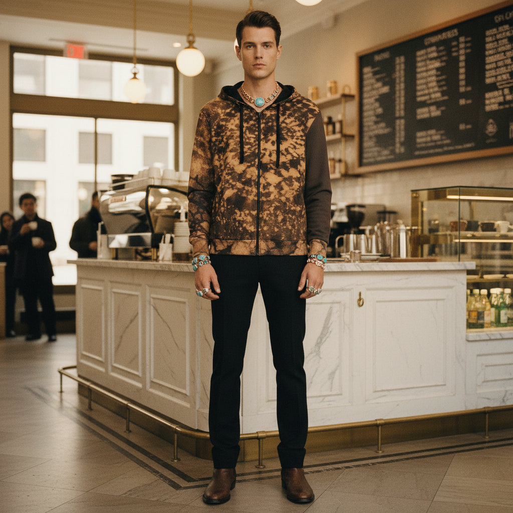 Cacao Lush Mandala Cotton Unisex Pullover Zip Hoodie