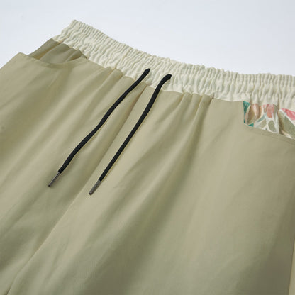 Watercolor Floral Print Unisex Cotton Casual Pants