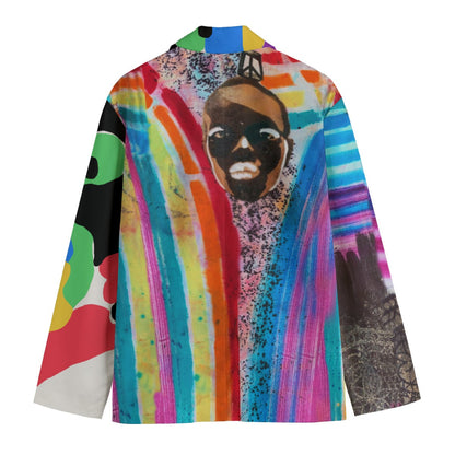 HUEMAN Hand-Painted Print Men's Casual Cotton Blazer