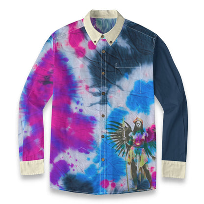 Amaru Khan Tye-Dye Men's Cotton Long Sleeve Collar Shirt