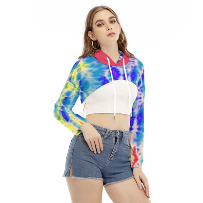 Color Burst Tye Dye Women's Smock Short Hoodie