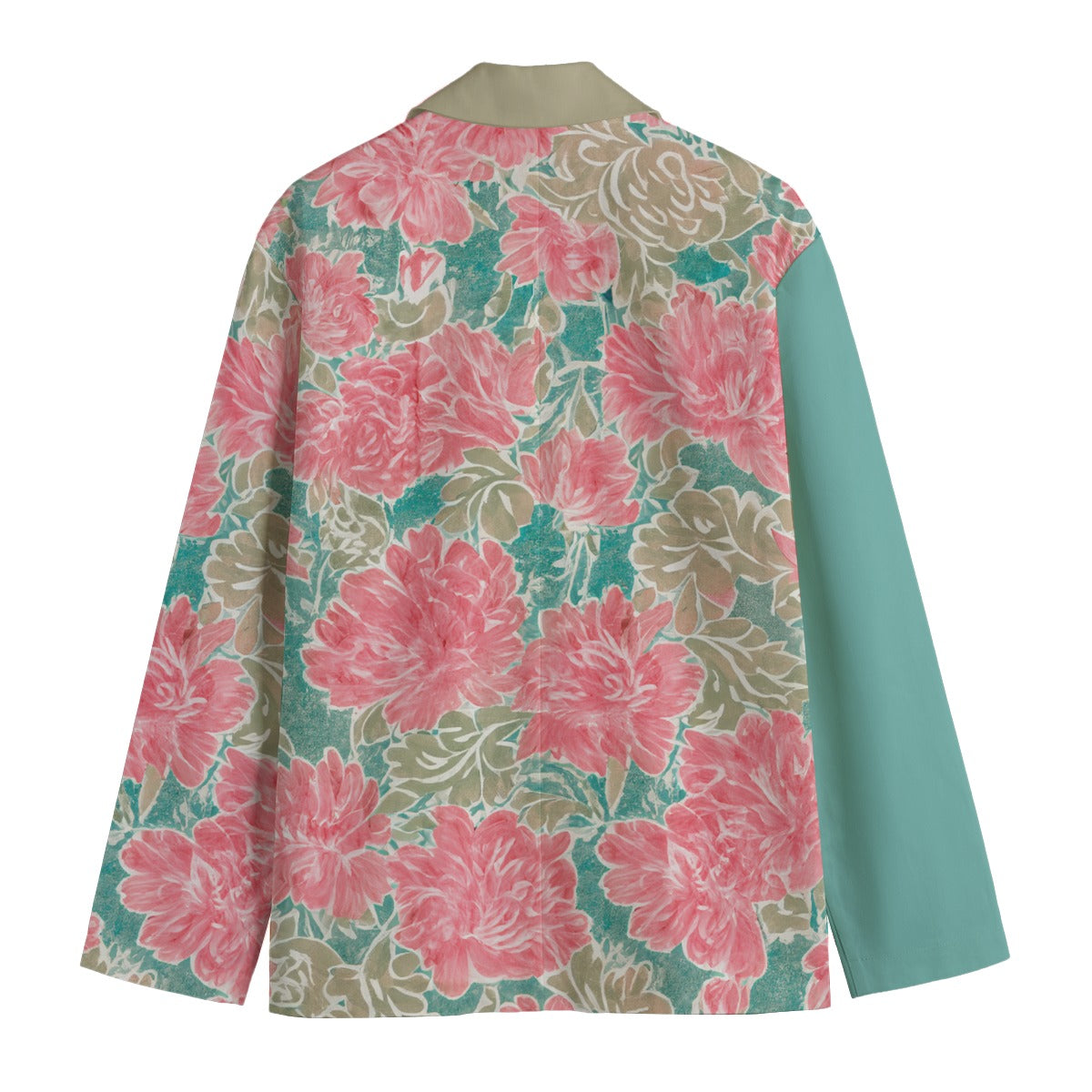 Watercolor Print Floral Casual Blazer in Cotton