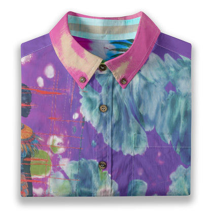 Amaru Khan Shibori Floral Men's Bamboo Cotton Collar Shirt