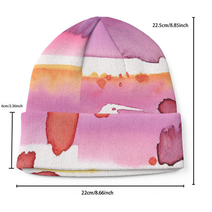 Watercolor Splatter Print Knitted Hat Beanie Cap