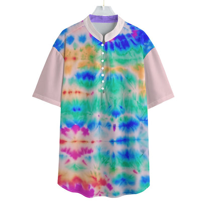 Tye Dye Men's Henley Short Sleeve Shirt