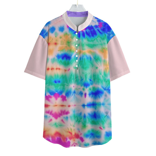 Tye Dye Men's Henley Short Sleeve Shirt