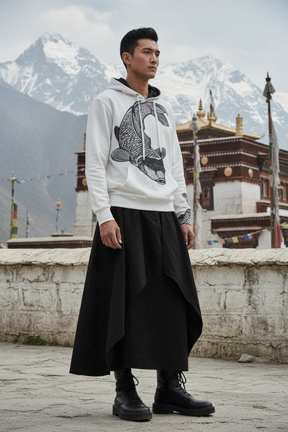 Koi Watercolor Sketch Unisex Cotton Pullover Hoodie