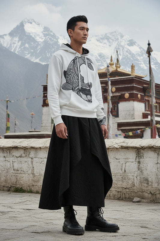 Koi Watercolor Sketch Unisex Cotton Pullover Hoodie