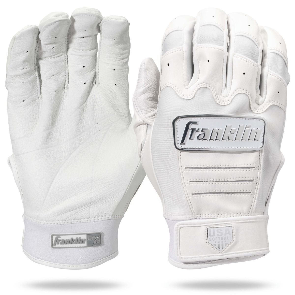 Franklin USA Women Softball CFX FP Batting Glove - White/Chrome