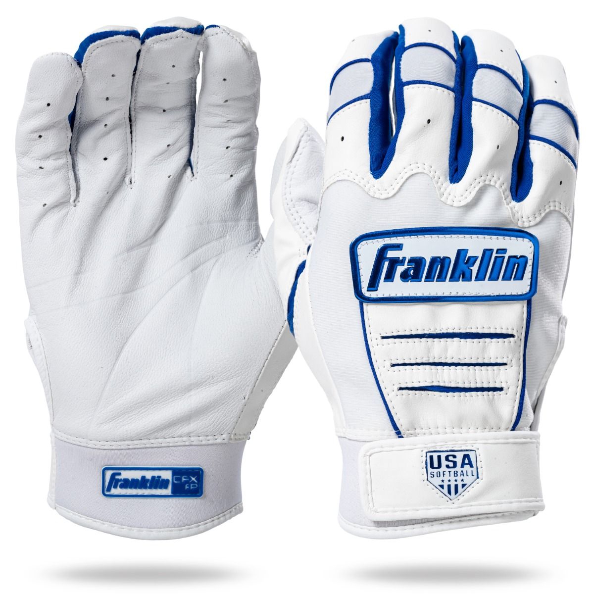 Franklin USA Women Softball CFX FP Batting Glove - White/Royal