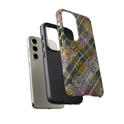 Purple Plaid Floral Artistic Tough Phone Case
