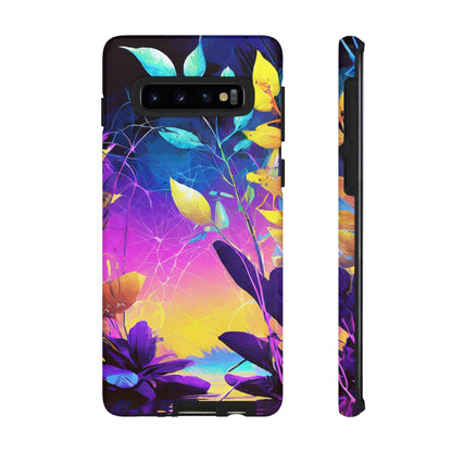 Artistic Vibrant Neon Floral Leaf Tough Phone Case