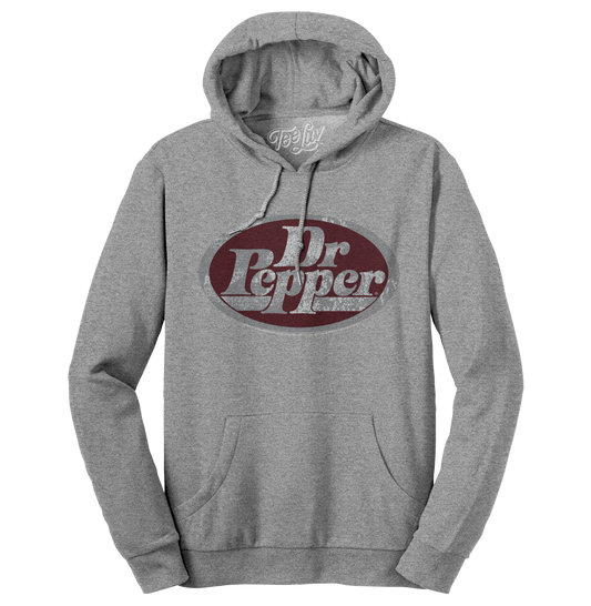 Dr Pepper Silver Logo Pullover Hooded Sweatshirt - Gray