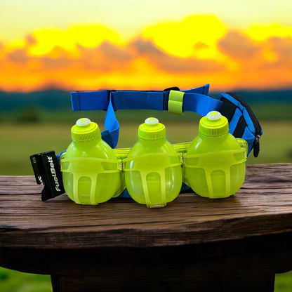 FuelBelt R3O 3 Bottle Belt, Blue/Yellow/Green, One Size *