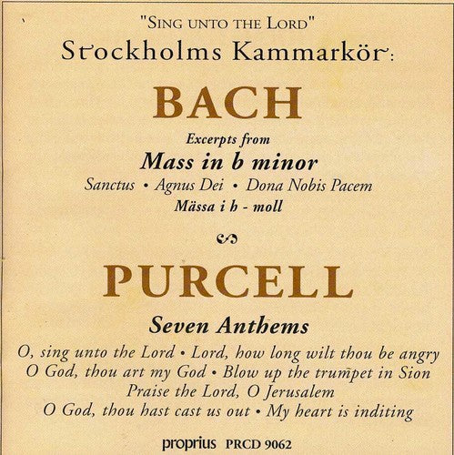 J Bach S / Stockholms Kammarkor - Sing Unto The Lord [CD]