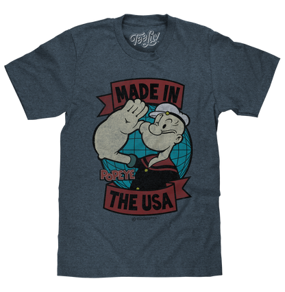 Retro Popeye Made in the USA T-Shirt - Indigo Heather