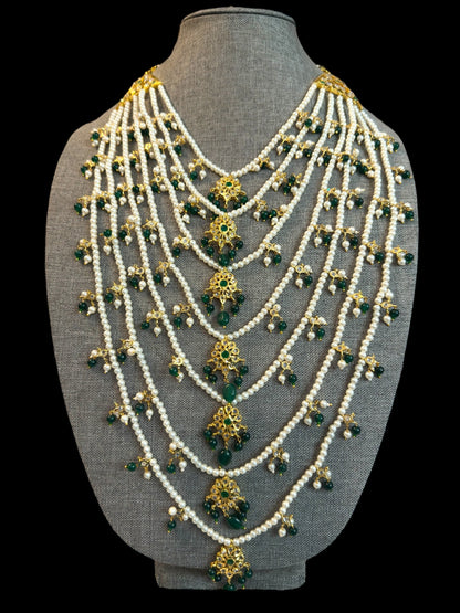 SAT103 Hyderabadi bridal satlada green ( READY TO SHIP )