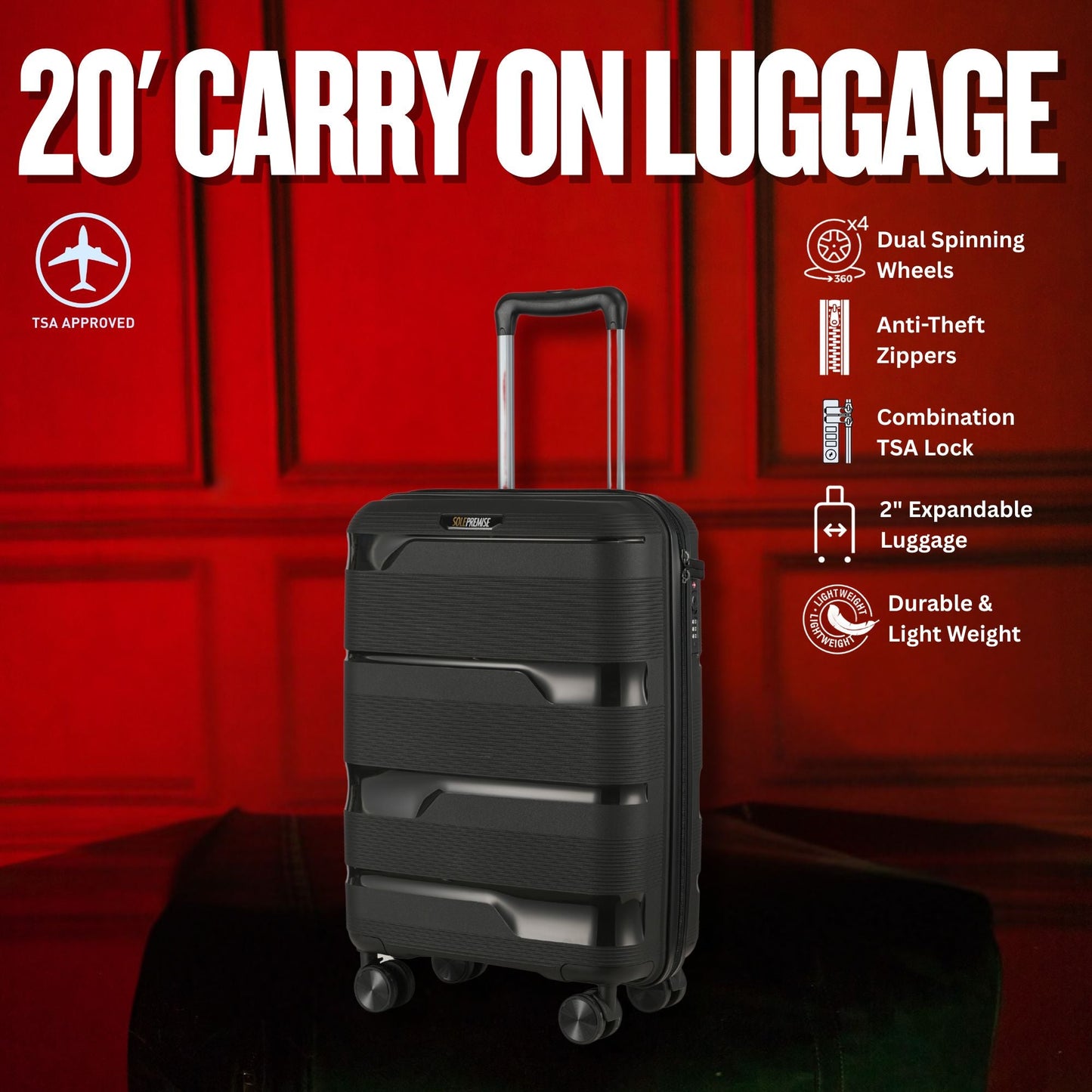 Black Hardcase Roller Luggage Set (28', 24' and 20')
