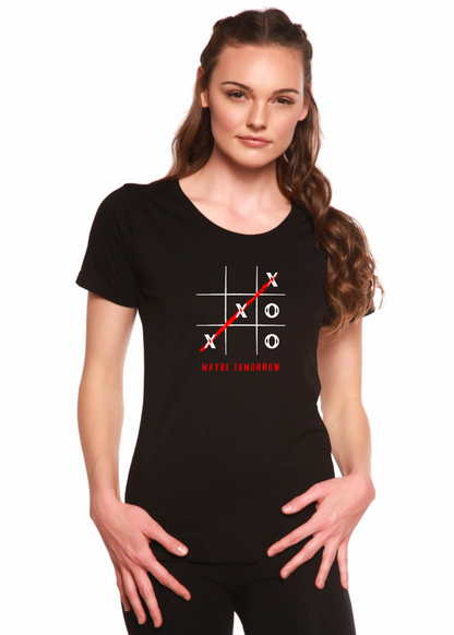 Maybe Tomorrow Women's Bamboo Sleeve Scoop Neck Graphic T-Shirt