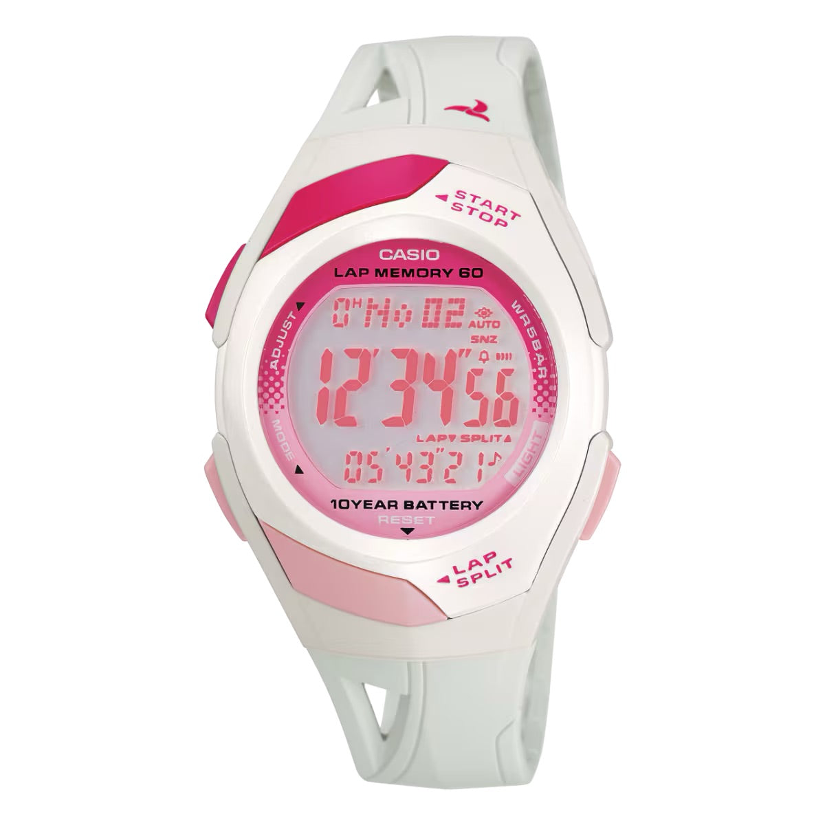 Casio Women's Running Digital White Watch with Pink Dial - STR-300-7C