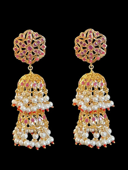 C534 Viya bridal choker set in rubies and pearls  (SHIPS IN 4 WEEKS )