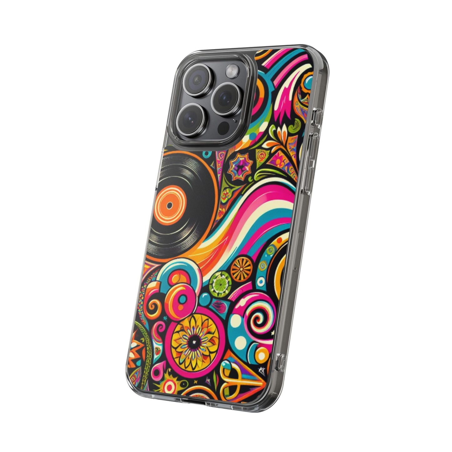 Colorful Vinyl Record Clear Phone Case