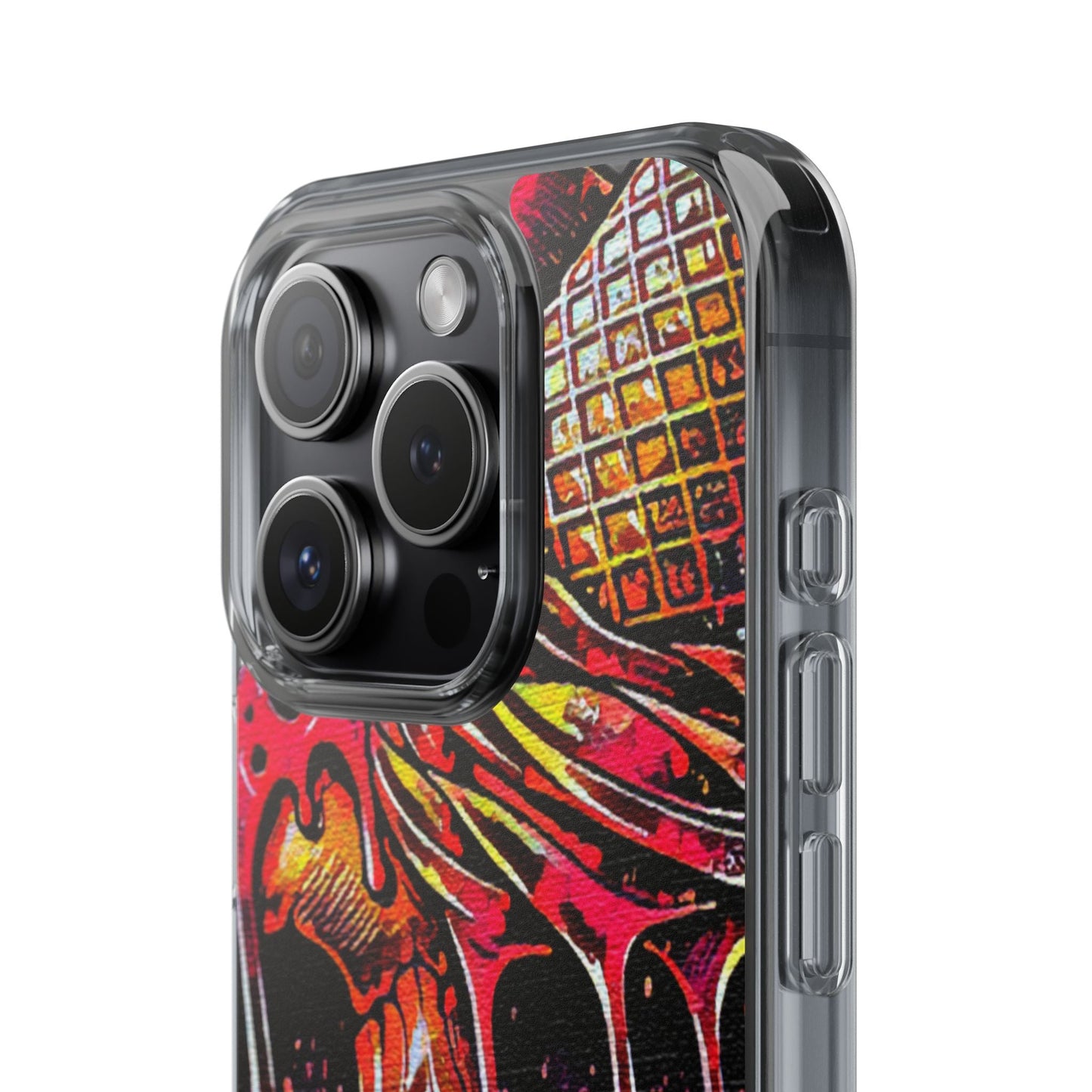 Neon Ice Cream Skull Clear Phone Case