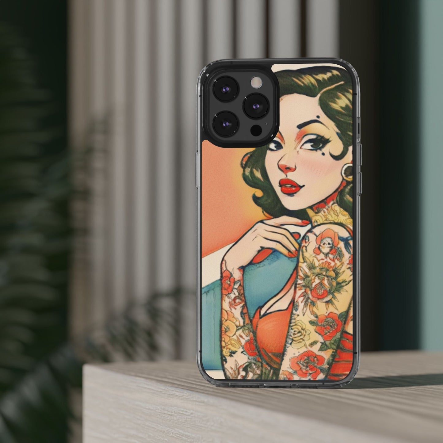 Retro Pin Up Clear Phone Case