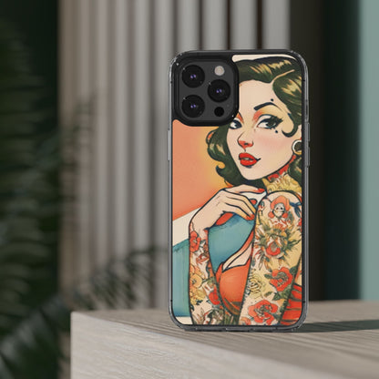 Retro Pin Up Clear Phone Case