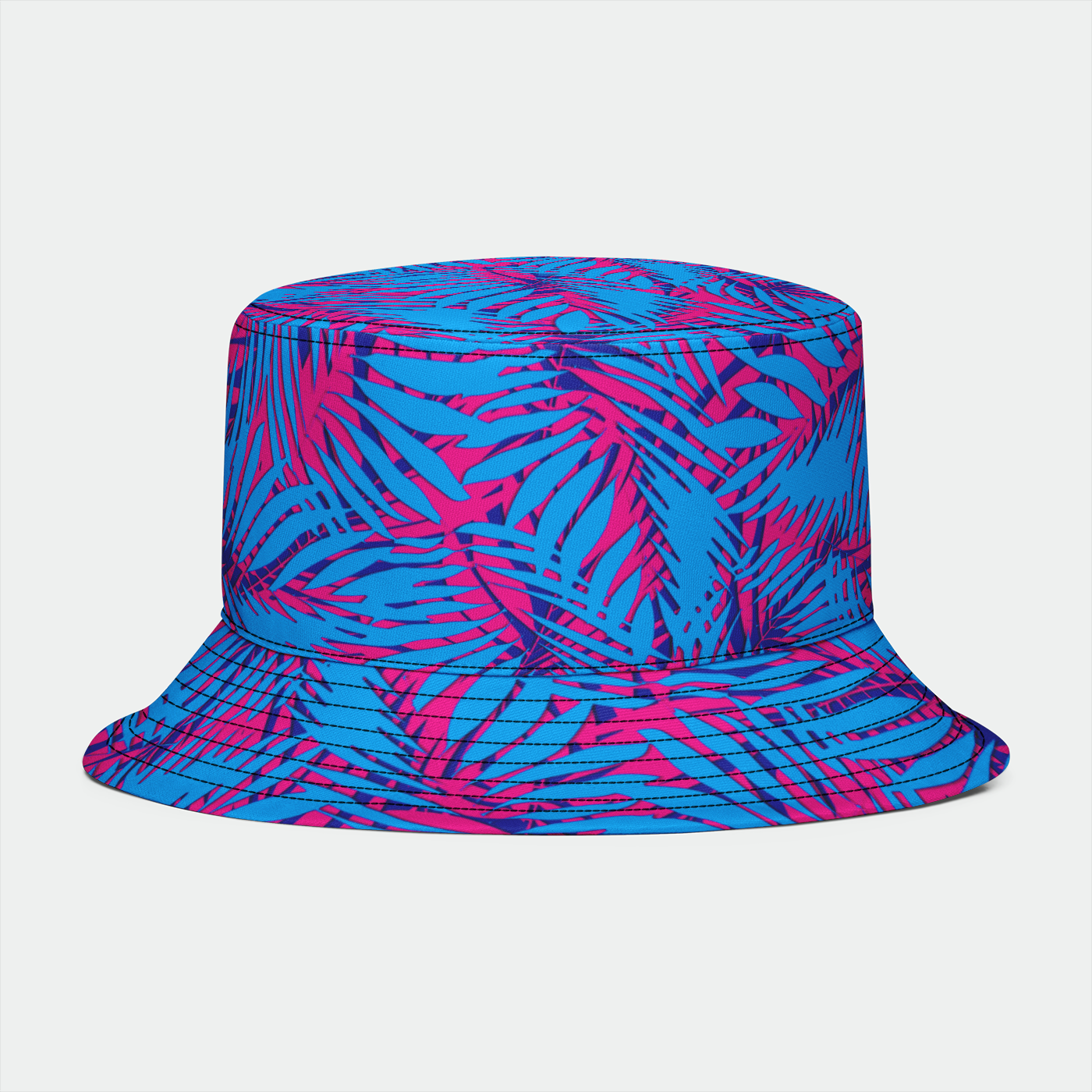 Rad Palm Blue Pink Purple Fronds Bucket Hat