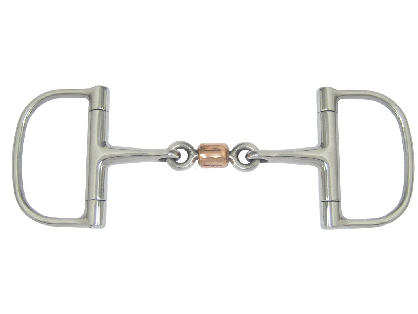 AJ Tack 3-Piece Copper Roller Dee Ring Snaffle Bit