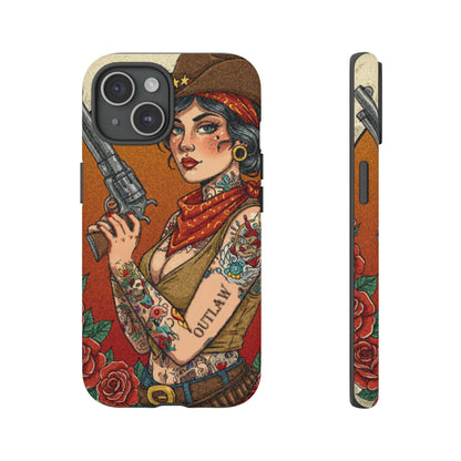 Vintage Western Tough Phone Case with Outlaw Design