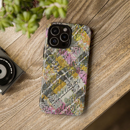 Purple Plaid Floral Artistic Tough Phone Case