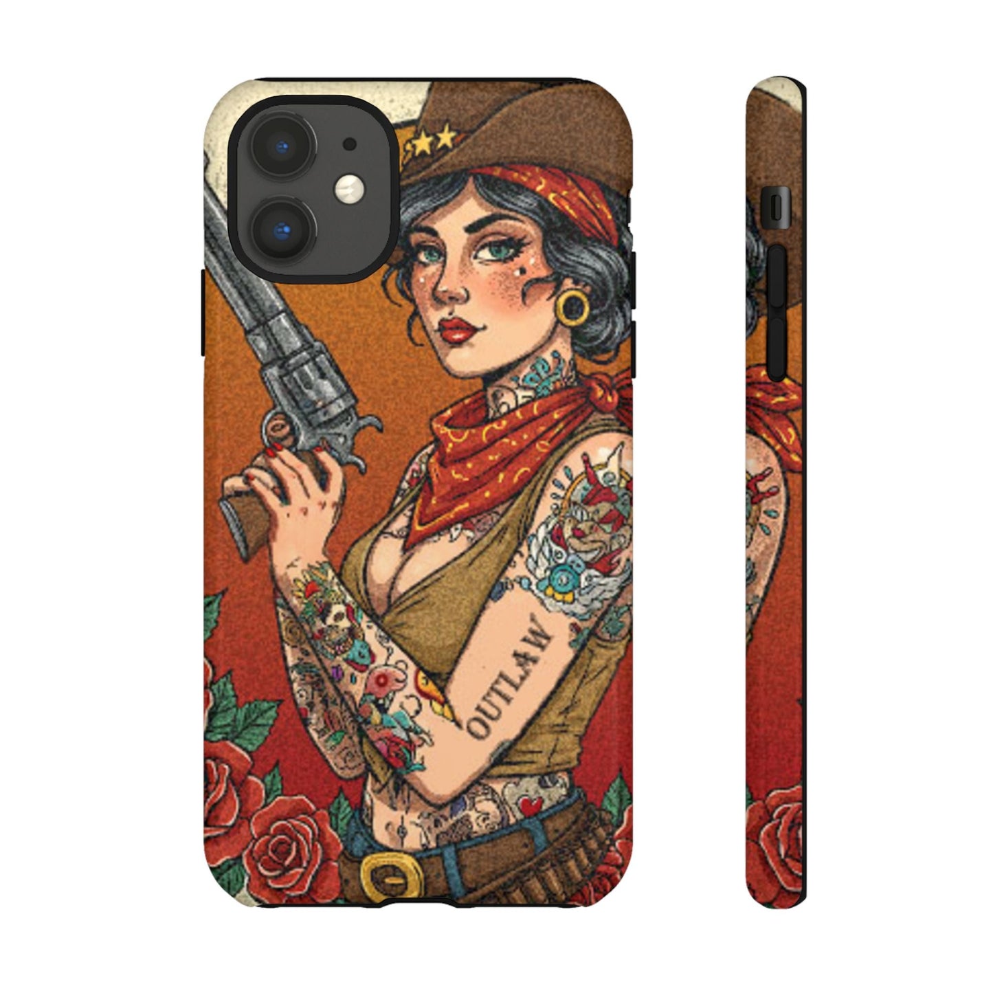 Vintage Western Tough Phone Case with Outlaw Design