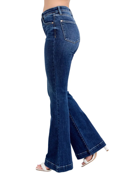 Full-Size High-Rise Flare Jeans with Pockets Plus Size