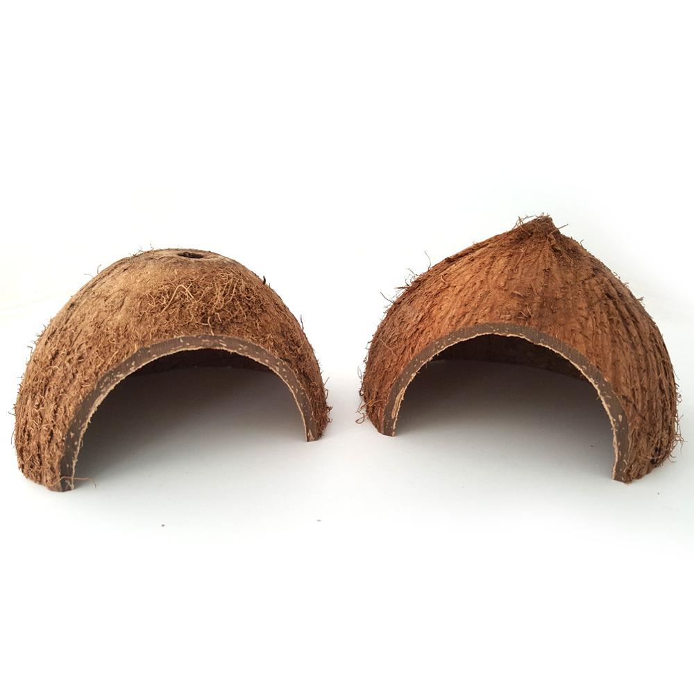 Natural Coconut Shell Reptile Hideout (2-Pack)