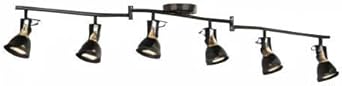 6 Light Foldable Track Lighting Kit, Matt Black Brass Finish Adjustable with Moden Ceiling Flush Mount Spotlight for Kitchen, Dining, Living Room, Home Improvement