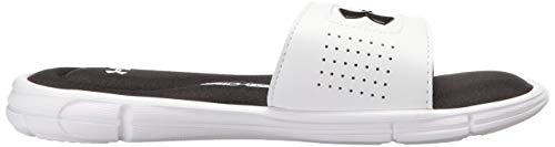 Under Armour Boys' Ignite V Slide Sandal, White (100)/Black, 3 M US Little Kid