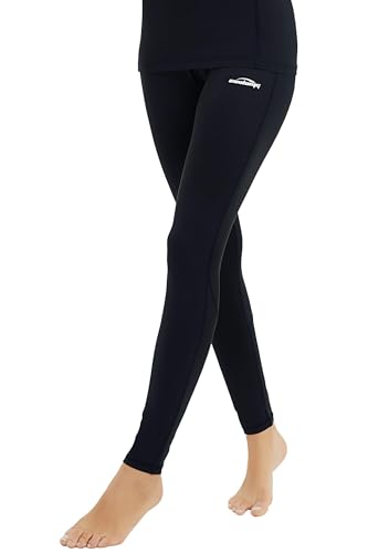 COOLOMG Women Thermal Pants Cold Weather Baselayer Leggings Fleece-Lined Compression Pants Winter Warm Tights Black S