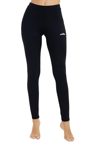 COOLOMG Women Thermal Pants Cold Weather Baselayer Leggings Fleece-Lined Compression Pants Winter Warm Tights Black S